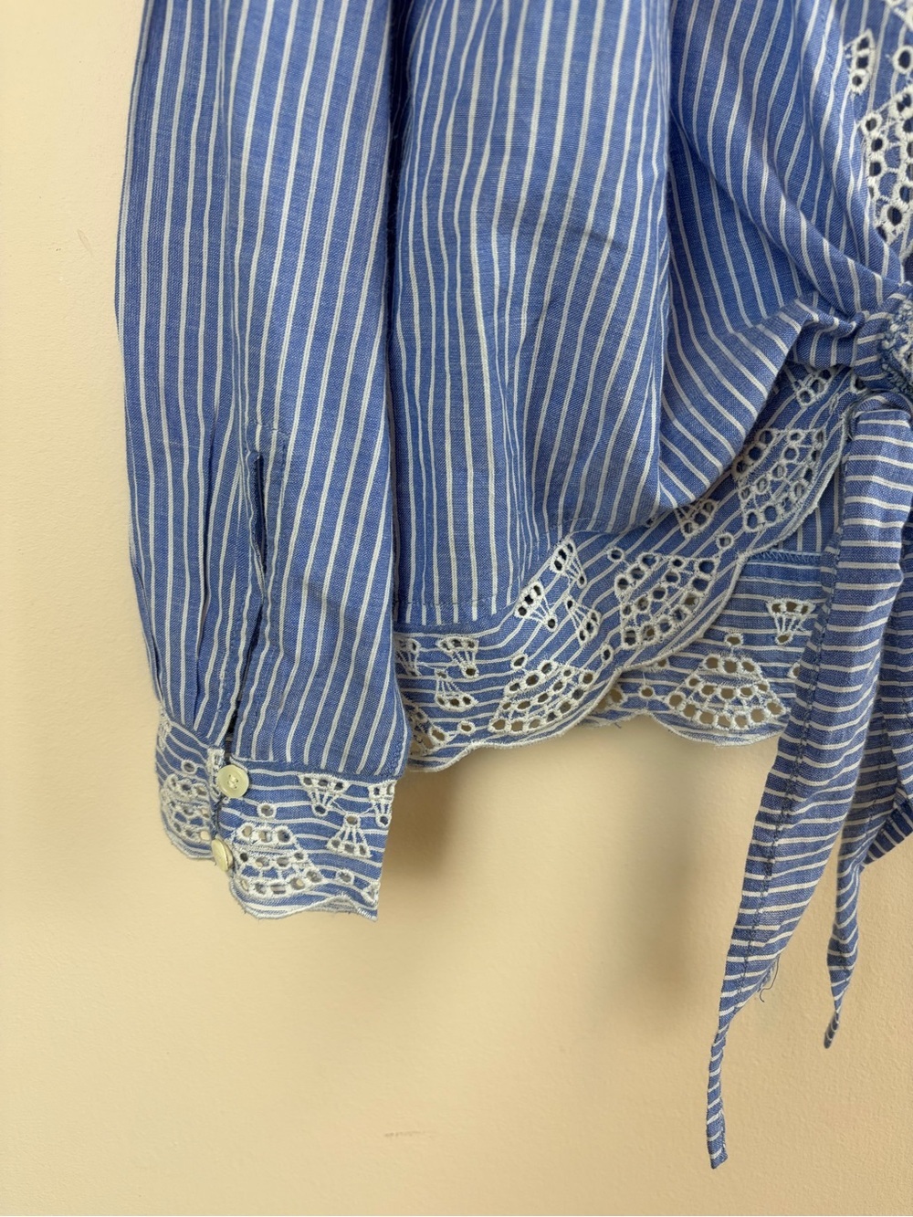 NWT Sezane Tracy Open-Back/Tie-Back Blouse Embroidered Trim - Picture 5 of 10